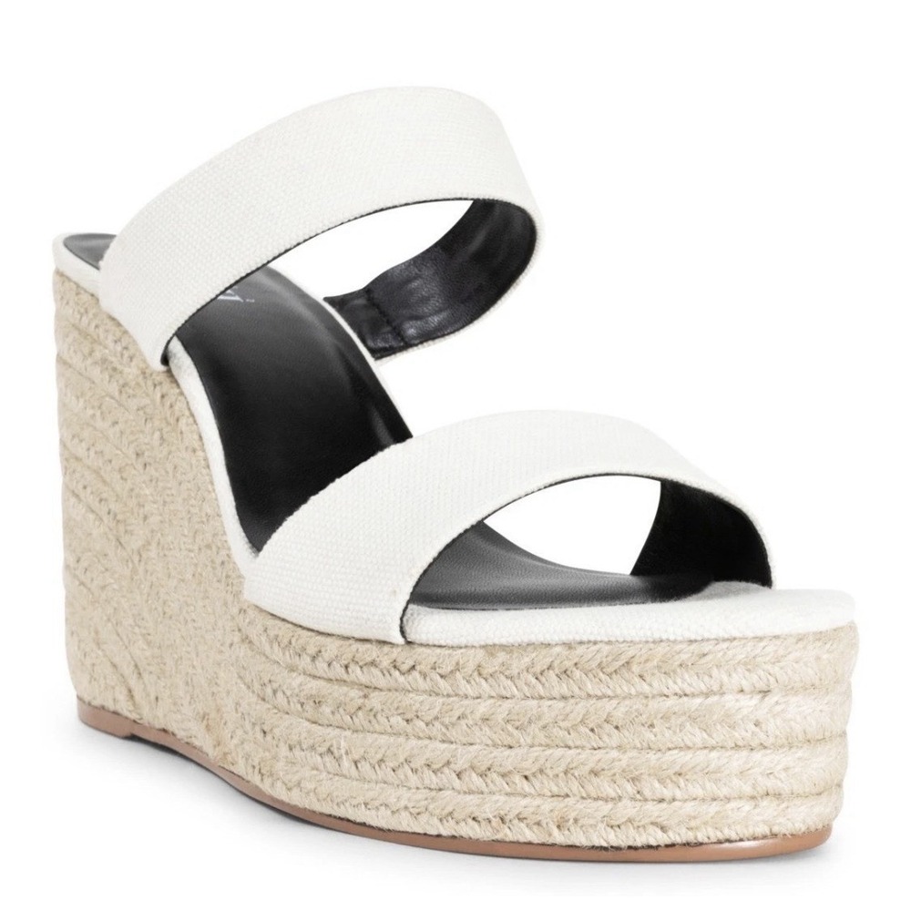 Smash Luna Womens Open Toe Two-Strap Wedge Sandals Size 11 Bone White Espadrille